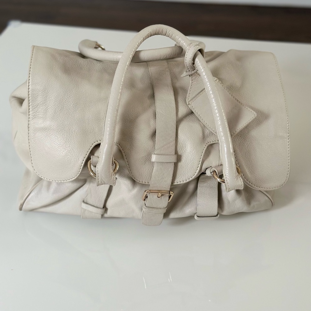 Large creme ZARA leather bag with handles